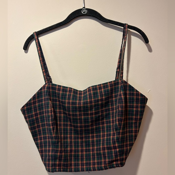 Aeropostale Women's Size XL Plaid Adjustable Spaghetti‎ Strap Crop Top - Picture 1 of 4